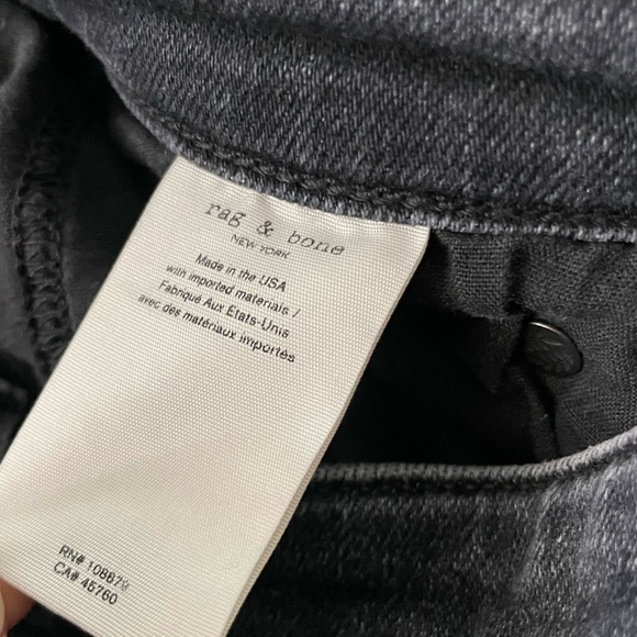 Rag & Bone Nina High-Rise Ankle Skinny Jeans - Washed Black, Size 28 - Picture 10 of 12